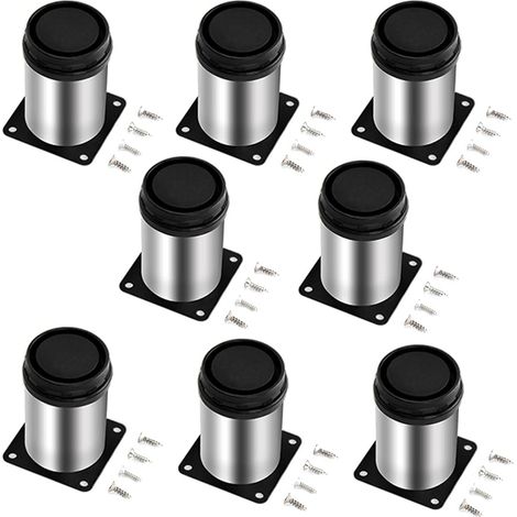 Set mit 8 verstellbaren Möbelfüßen aus Edelstahl 50x60 mm, geeignet für Tische, Schränke und Küchen. (1/5)