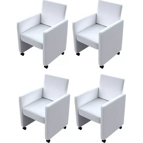 Juego de 4 sillas de cocina comedor modernas y cómodas en sintética blanca CDS021244