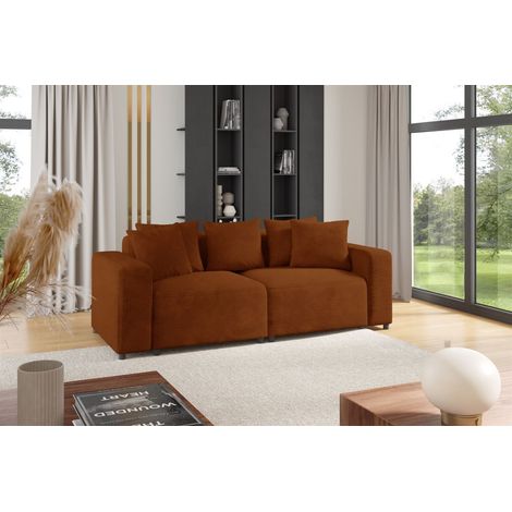 Sofa Designersofa MEGAN 2-Sitzer in Stoff Poso Rostbraun (1/3)