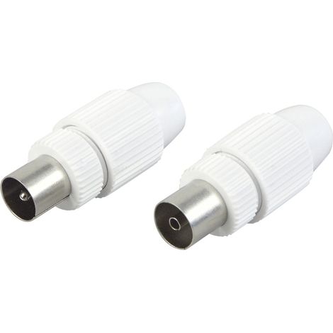 Schwaiger Koaxial Stecker Set KST1121 532 weiß, 1x Koax Stecker + 1x Koax Buchse F-Stecker