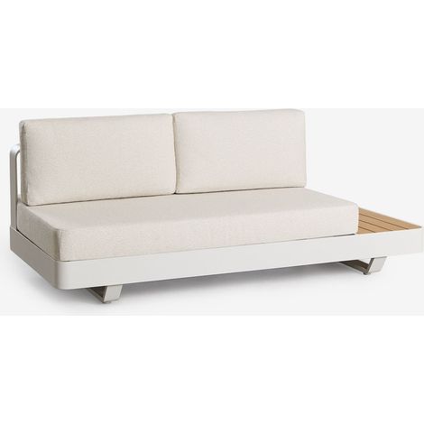 SKLUM Modulares 2-Sitzer-Gartensofa aus Aluminium mit rechtem Beistelltisch aus Teakholz Yarilo                                   