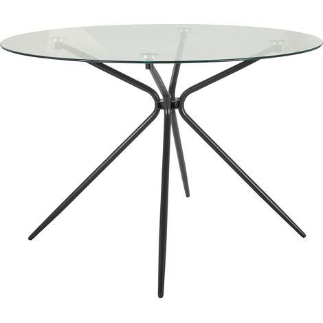 SilvieTable à manger en verre et métal noir 4 personnes D107 (1/3)