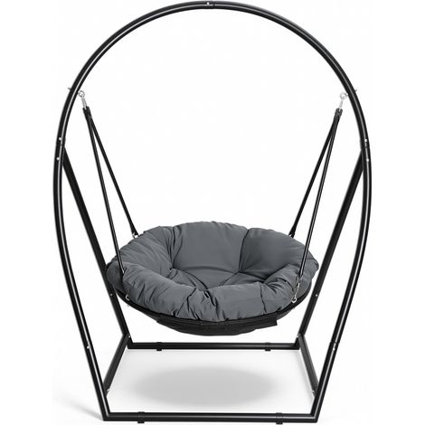Randaco Hängesessel mit Gestell Kissen - Hängestuhl höhenverstellbar - Hängeschaukel Outdoor & Indoor - Korbhängesessel bis 150kg - Hängekorb Schaukel Garten XXL