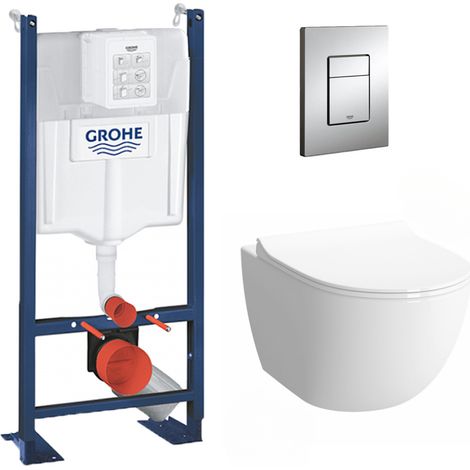 Grohe Pack WC Cuvette Sento Compacte + Rapid SL autoportant NF + plaque chrome (ProjectSentoCOMPACT-1) (1/5)