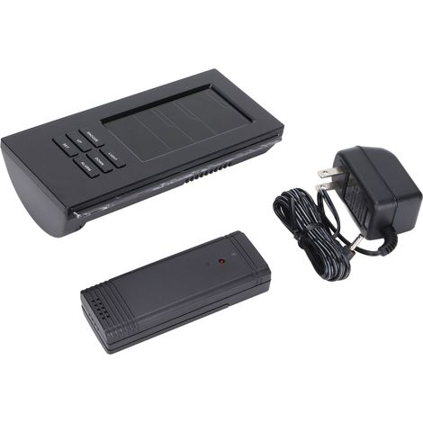 Station météo sans fil avec thermomètre et hygromètre numériques, écran LED, pour maison et bureau, prise américaine 120V, noir (1/5)