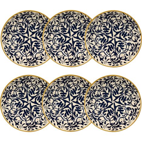 Lot de 6 assiettes creuses à motif en grès 20cm, HERACLEE