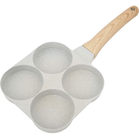 Poêle à œufs et hamburgers antiadhésive 4 trous, mini-poêle à omelette 4 tasses avec poignée, compatible avec les plaques à induction à fond plat universelles. (1/5)