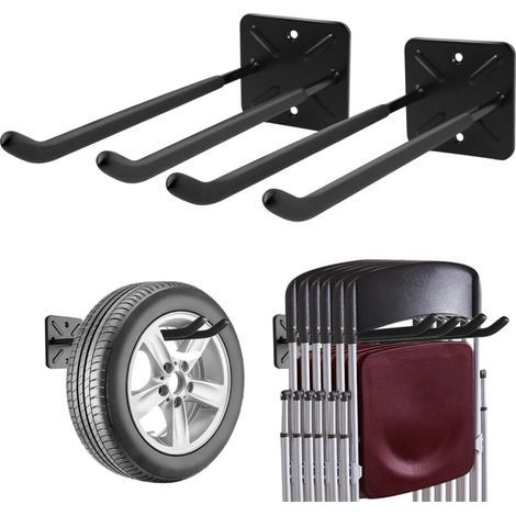 Crochets de garage, porte-manteau mural, organisateur de remise, organisateur d'outils robustes, crochets utilitaires de stockage de garage pour (lot de 2)