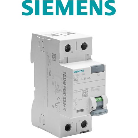 Siemens – Interrupteur différentiel 30 mA 40 A Type A – Sensibilité 30 mA – Connexion borne à vis – Conforme norme EN 61008-1