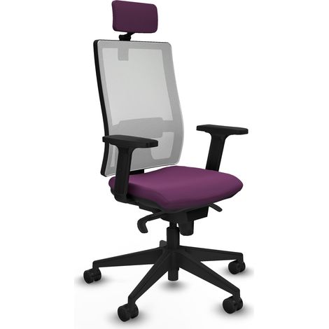 Horna sincro malla blanca similpiel morado brazos 2D base piramidal cabecero 2D ruedas 65mm nailon (1/5)