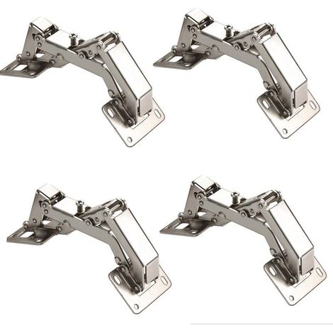Lot de 4 Charniere Porte Placard Charnières Invisibles 175 Degrés Charniere Invisible Armoire de Cuisine avec Amortissement Tampon pour Portes D'armoires de Cuisine, Armoire, Placard (1/4)