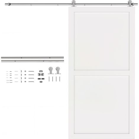 HOMCOM Sliding Door Hardware Kit Smooth Quiet 200cm Sliver Tone