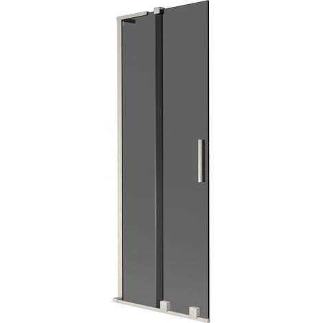Mexen Velar L paratia vasca da bagno scorrevole a 2 ante 75 x 150 cm, grafite, nichel spazzolato - 896-075-003-41-97 (1/2)