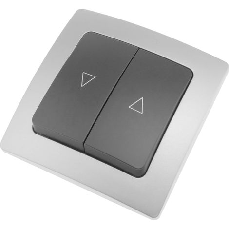 BeMatik - Poussoir double encastrable avec plaque de finition 80x80mm série Lille argent et gris (1/4)