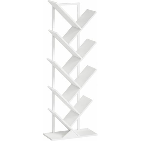 Baumförmiges Bücherregal mit 9 Ebenen, weiß, freistehend, Stahlgestell (1/4)
