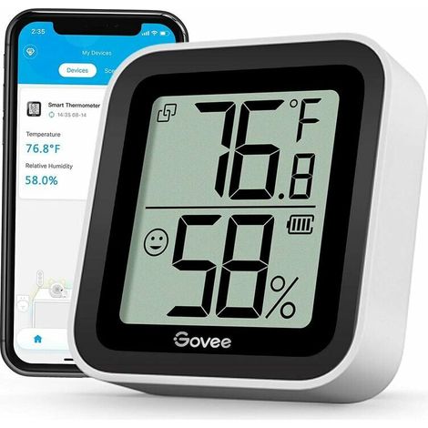Thermomètre Hygromètre Bluetooth Moniteur d'humidité de température numérique pour la maison, capteur d'humidité de température sans fil pour serre, cave, chambre, alerte de notification, stockage de (1/5)