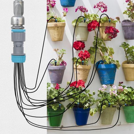 Système d'irrigation goutte à goutte automatique Gardena avec 10 buses, 15,85 m de tuyau d'irrigation et tuyaux d'arrosage, idéal pour les fleurs, les plantes en pot, les légumes et les serres. (1/5)