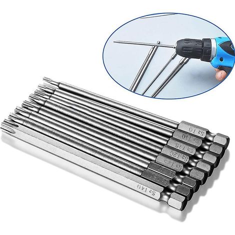 Tournevis Torx - Embouts Torx En Acier S2 - Tige Hexagonale 6,35 mm - Embouts Magnétiques - Pour Perceuses Et Visseuses À Chocs - Lot De 10 Pièces