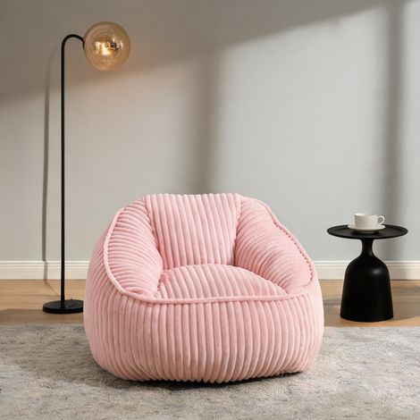 Pouf poire en chenille rose avec mousse à mémoire de forme (1/5)