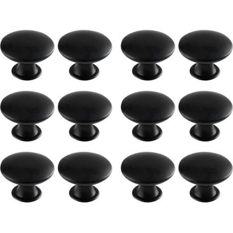 Retro Round Drawer Handles, Suitable for Drawers, Cabinets and Shelves (12 Pieces, Black) (1/5)