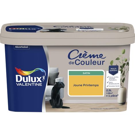 [PROMO] Peinture Crème De Couleur Satin Jaune Printemps 2,5 L - Dulux Valentine