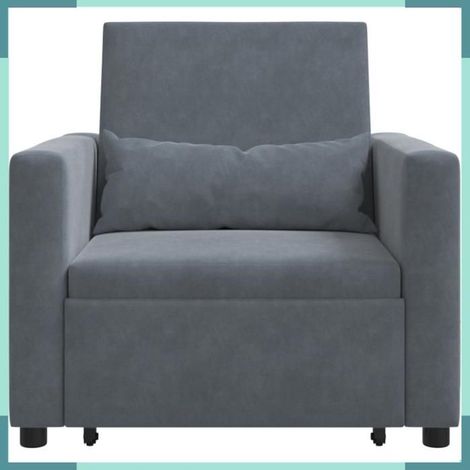 Canapé-lit escamotable simple - 42002698 - Velours - Gris foncé - 1 place convertible (1/5)
