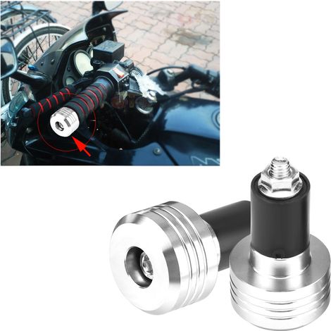 Paar 22-mm-Motorradlenkerendkappen aus Aluminium, silberfarbene, beschwerte Spitzen, universelle Ausgleichsstopfen für Griffe (1/5)