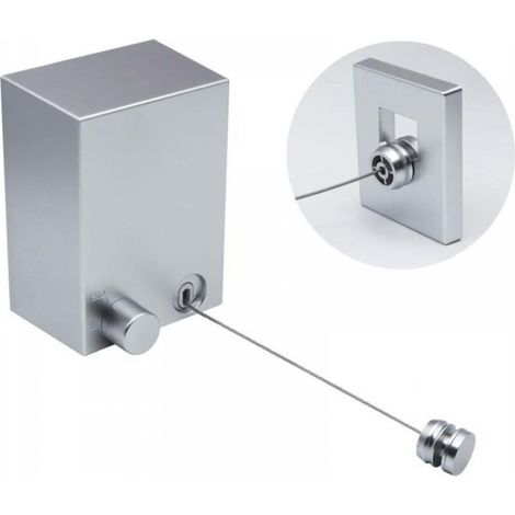 Corde à linge rétractable extérieure et intérieure monobloc de 4,2 m (argent) - 8,1 11,6 5,9 cm (1/5)