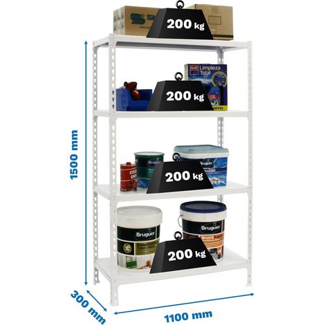 Simonrack Moderne Weiße Regale 4 Robuste Ebenen