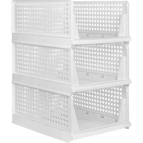 Aufbewahrungsboxen, stapelbarer Organizer, langlebiger Kunststoff, WEISS (1/2)