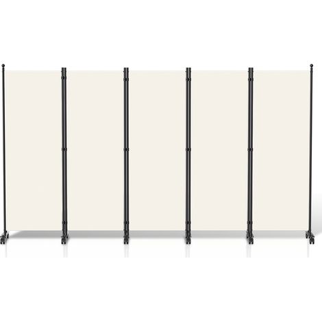Wolketon Paravent avec roulettes séparateur de pièce Cloison Paravent écran de confidentialité Écran pour Jardin Beige 284x181 cm