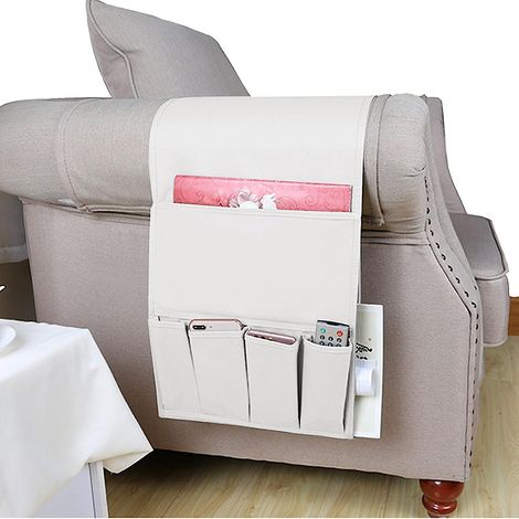 Wasserdichter und rutschfester Sofa-Armlehnen-Organizer mit 6 Taschen für Fernbedienung, Handy, Tablet, Bücher und Zeitschriften – Nachttisch für Sofa und Sessel (1/5)