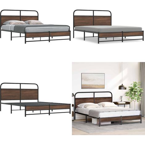 vidaXL Cadre de lit sans matelas 150x200 cm chêne marron (1/5)