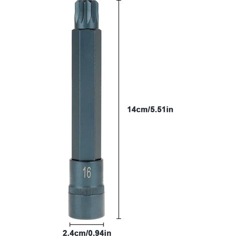 12-Kant-Steckschlüssel für elektrische Schraubendreher, Steckschlüssel 1/2" 150 mm (M16) (1/5)