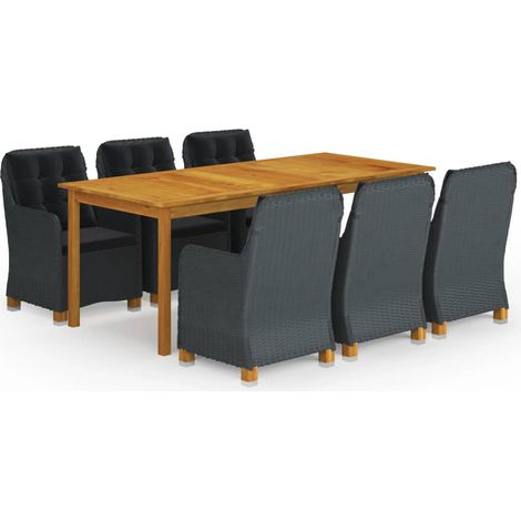 Juego de comedor para jardín de 7 piezas gris oscuro vidaXL (1/5)