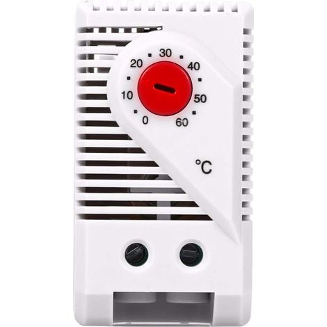 1 thermostat mécanique 0-60°c, régulateur de température électrique avec bouton rouge, montage sur rail din pour chauffage et ventilation (1/4)