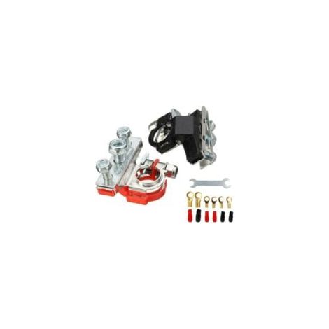 Lot de 2 bornes de batterie - 3 connecteurs - Bornes de batterie - 12 V - Bornes de batterie - Positif négatif - Pour voiture, camionnette, caravane, bateau (1/5)