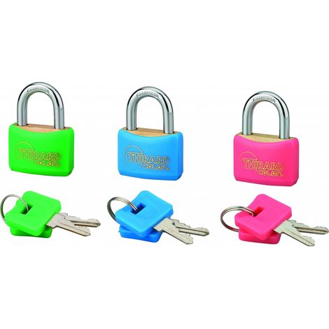 Set di 3 lucchetti colorati 30 mm a chiave uguale – THIRARD