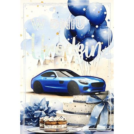 189 3K Biglietto di auguri di compleanno per auto da uomo