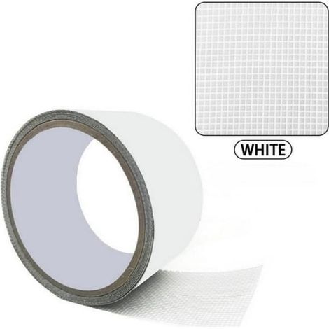 Ruban adhésif de réparation pour moustiquaire, pour recouvrir le treillis métallique et assurer l'étanchéité - 50 mm x 2 m, blanc