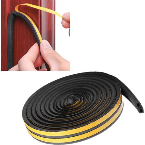 Joint de porte insonorisant autocollant en 3 parties, type D, pour portes et fenêtres, noir (1/5)