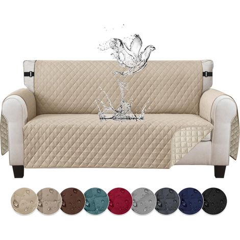 Housse de Canapé Imperméable 3 Places Housse Canapé Reversible à l'eau Housse Canapé Anti Poils Animaux Protecteur de Canapé Universelle pour Chiens,Beige (1/5)