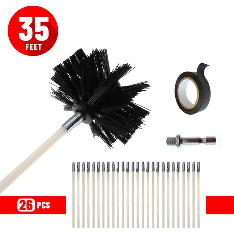 MINKUROW Kit De Barrido De Estufa De Pellets Cepillo De Limpieza De Chimenea Ajustable Conductos De 100 Mm 26 Varillas De Barrido (35 Pies) Kit De Limpieza De Estufa De Pellets Herramienta De Limpieza (1/5)