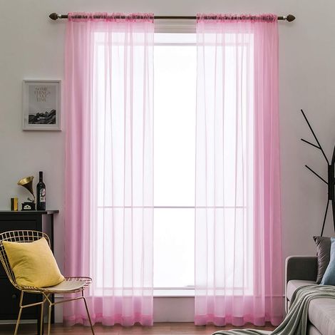 Voilage transparent uni, tringles à rideaux, écharpe décorative légère et transparente pour salon et chambre. (1/5)