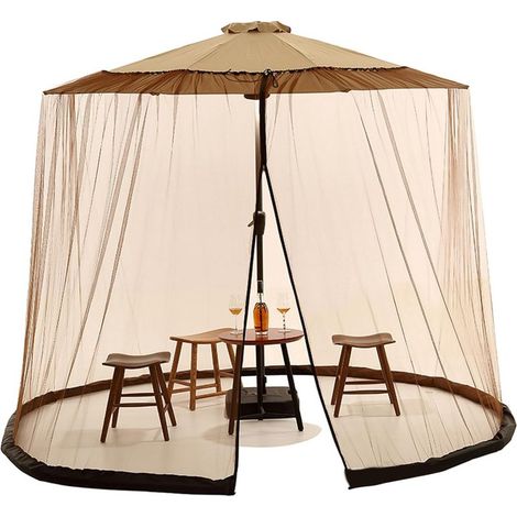 Moustiquaire, Filet de Parasol de Patio 300x230cm, moustiquaire Parasol Patio Respirant à Mailles Fines avec Porte à Fermeture éclair et Filet Protection Cordon (1/5)