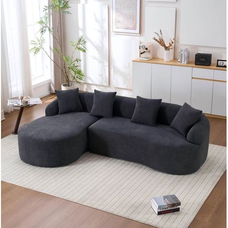 Canapé d'angle gauche 243x150x67 cm gris foncé, chenille, sans outil MEUBLIV (1/5)