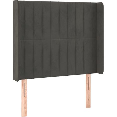 Testiera letto complemento arredo camera da letto con bordo laterale 103 x 16 x 118/128 cm tessuto velluto grigio scuro TDL0205067