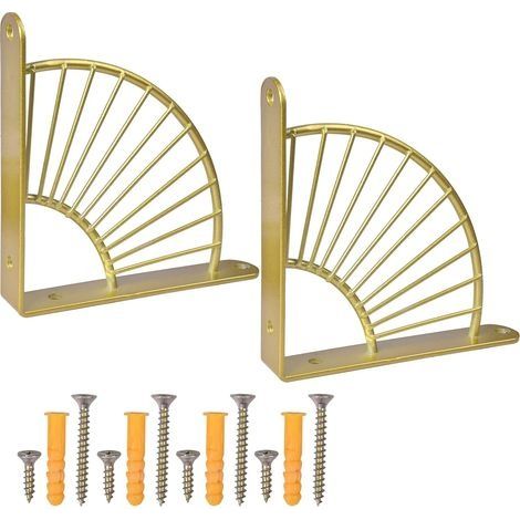 Support Equerre Murale,Équerres Étagère de Fixation Murale Support Etageres Murales Triangle Équerre Étagere Murale Equerre Murale Support d’Étagère pour Tablette Murale en Bois (D'or) (1/5)