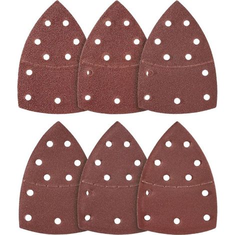 Lot de 100 triangles abrasifs - 11 trous - 105 x 152 mm - Grain 80 - Pour ponceuse multifonction - Feuilles abrasives - Tampons abrasifs triangulaires - Papier abrasif (1/5)