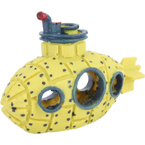 Ensemble de pierres à bulles d'oxygène réalistes jaunes en forme de sous-marin pour la décoration d'aquarium (1/5)